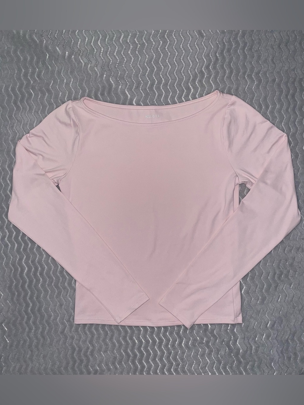 Hollister Light Pink Long-Sleeve Boatneck Top